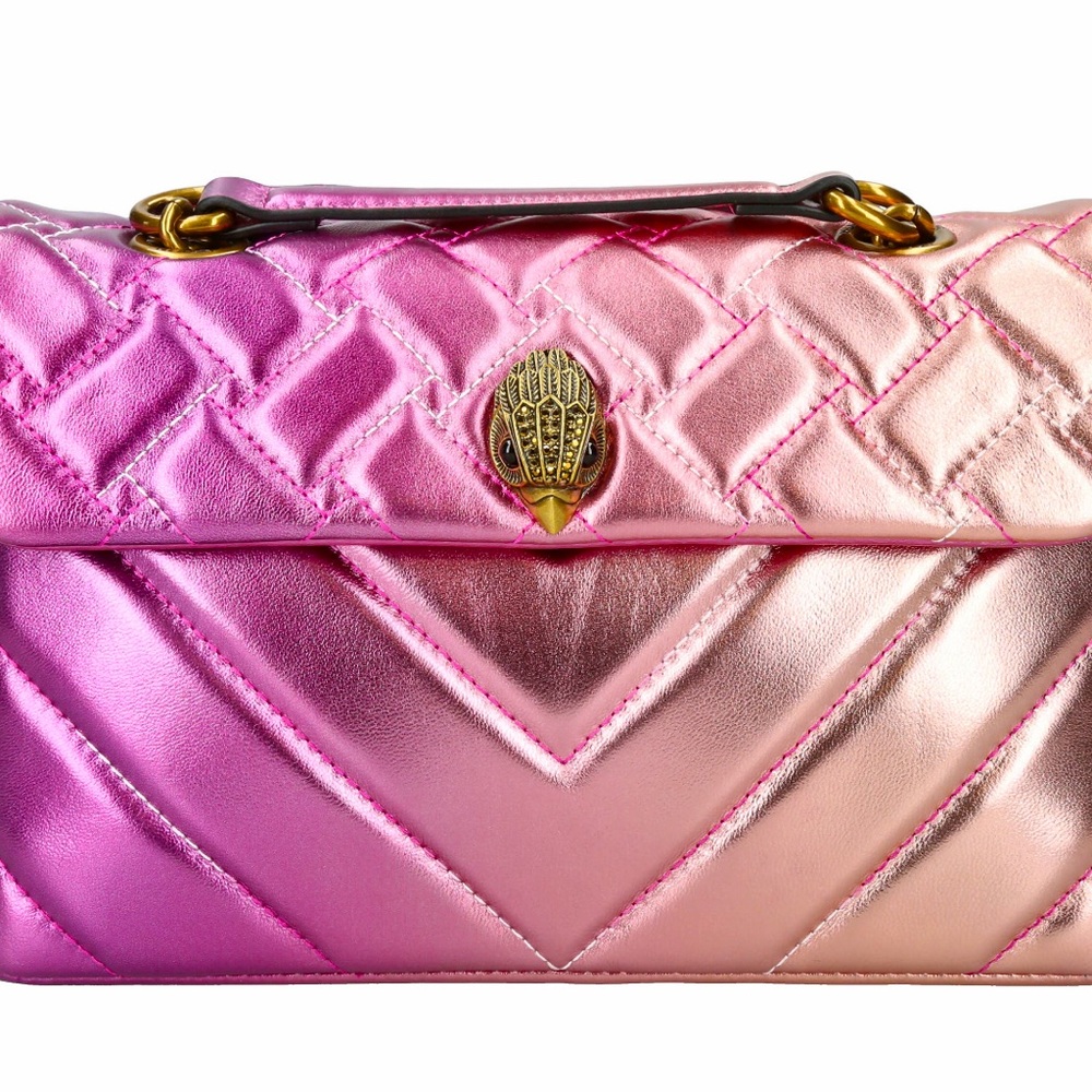 Kurt Geiger Metallic Leather Kensington Pink Ombre Shoulder Bag